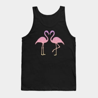 Pink Sunset Sunrise Ombre Faux Glitter Flamingos Silhouette Tank Top